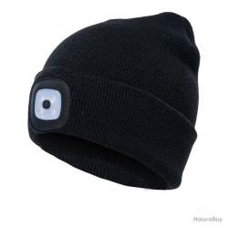 BONNET AVEC LAMPE FRONTALE CHAUD - UNISEXE - NOIR - LIVRAISON GRATUITE