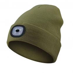 BONNET AVEC LAMPE FRONTALE CHAUD - UNISEXE - VERT ARMÉE- LIVRAISON GRATUITE