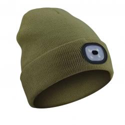 BONNET AVEC LAMPE FRONTALE CHAUD - UNISEXE - VERT ARMÉE- LIVRAISON GRATUITE