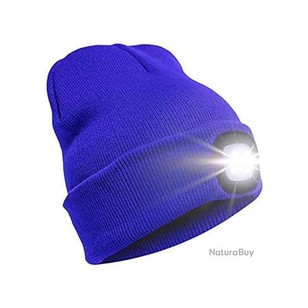 BONNET CHAUD + LAMPE FRONTALE USB - BLEU - LIVRAISON GRATUITE