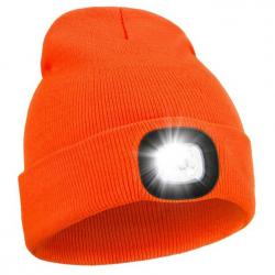 BONNET + LAMPE FRONTALE USB - ORANGE - LIVRAISON GRATUITE