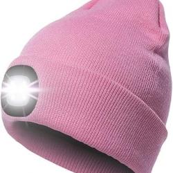 BONNET + LAMPE FRONTALE USB - ROSE - LIVRAISON GRATUITE