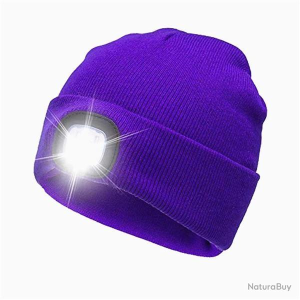 BONNET + LAMPE FRONTALE USB - VIOLET - LIVRAISON GRATUITE