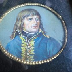 ancienne miniature portrait buste napoléon bonaparte peinture sur iv  signée