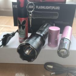 Lot 2 shocker taser (chargeur UE) + spray lacrymogène porte clef 20ml