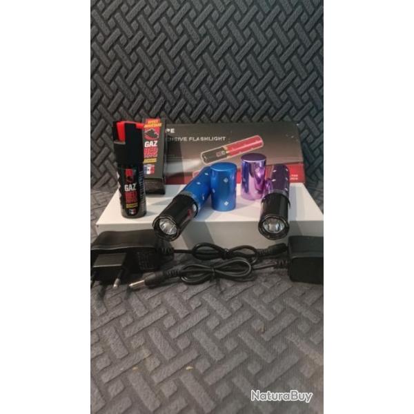 Lot: 2 shocker rouge a lvres + 1 spray lacrymo 20 ml bec rotatif