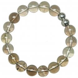 Bracelet en quartz fumé - Perles rondes 10 mm