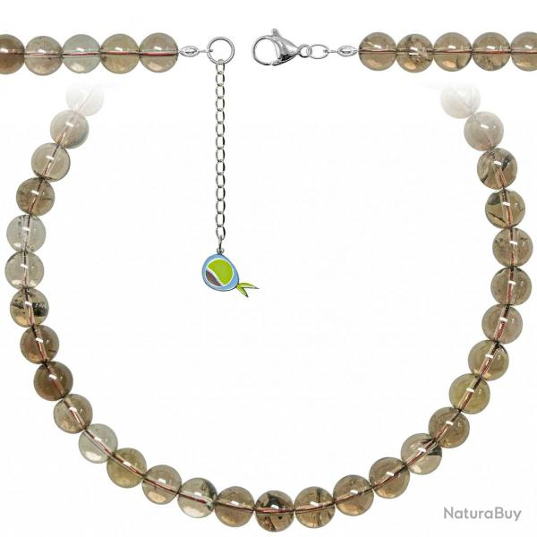 Collier en quartz fum - Perles rondes 10 mm - 55 cm