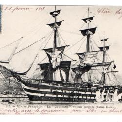 CPA  MARINE MILITAIRE FRANÇAISE - LA COURONNE,VOILURE CARGUÉE "BATEAU ÉCOLE "N°1070