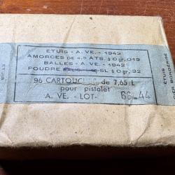 Munitions cal 7.65 L d'époque dans leur emballage d'origine 1942