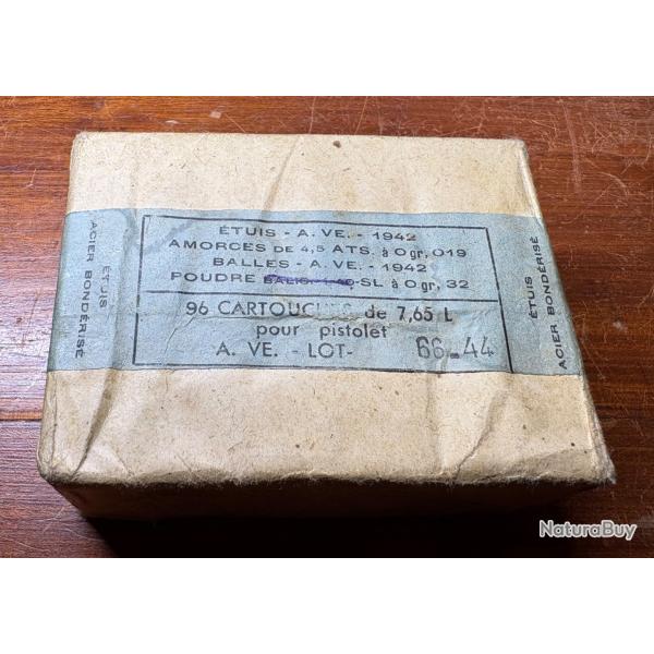 Munitions cal 7.65 L d'poque dans leur emballage d'origine 1942