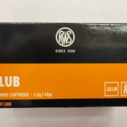 RWS CLUB CAL 22LR BTE DE 50 BALLES 2.6G/40GR PAR 5 BOITES FRAIS DE PORT OFFERT