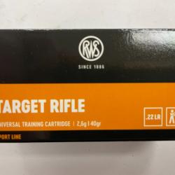 RWS TARGET RIFLE CAL 22LR BTE DE 50 BALLES 2.6G/40GR PAR 5 BOITES FRAIS DE PORT OFFERT