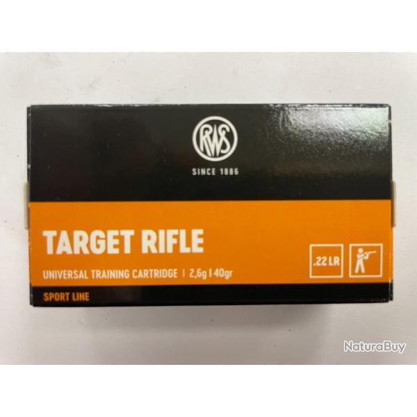 RWS TARGET RIFLE CAL 22LR BTE DE 50 BALLES 2.6G/40GR PAR 5 BOITES FRAIS DE PORT OFFERT