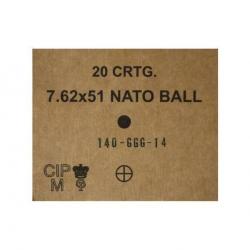 308WIN FMJ 147gr GGG lot de 5 boites de 20 munitions