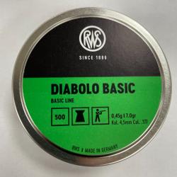 RWS PLOMD DAIBOLO BASIC 0.45G/17GR CAL 4.5MM BTE DE 500 VENDU PAR 5 BOITES FRAIS DE PORT OFFERT