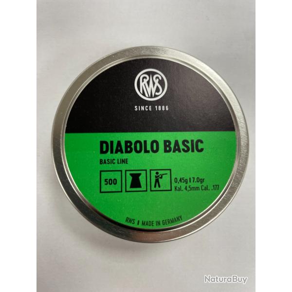 RWS PLOMD DAIBOLO BASIC 0.45G/17GR CAL 4.5MM BTE DE 500 VENDU PAR 5 BOITES FRAIS DE PORT OFFERT