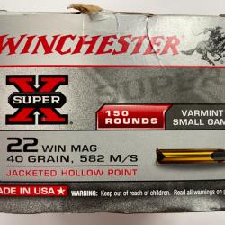 WINCHESTER CAL 22LR MAGNUM 40GR BOITE DE 150 BALLES FRAIS DE PORT OFFERT