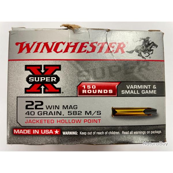 WINCHESTER CAL 22LR MAGNUM 40GR BOITE DE 150 BALLES FRAIS DE PORT OFFERT