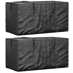 Sacs de rangement coussins jardin 2 pcs en PE noir 150x75x75 cm terrasse extérieur