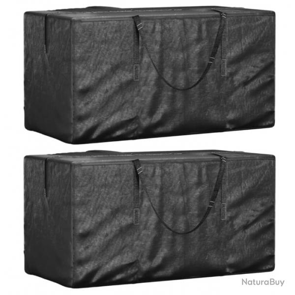 Sacs de rangement coussins jardin 2 pcs en PE noir 150x75x75 cm terrasse extrieur