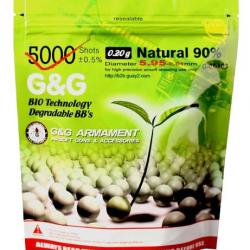 BILLES BIO 0.20G BLANCHES EN SACHET DE 1KG "G&G Armament"