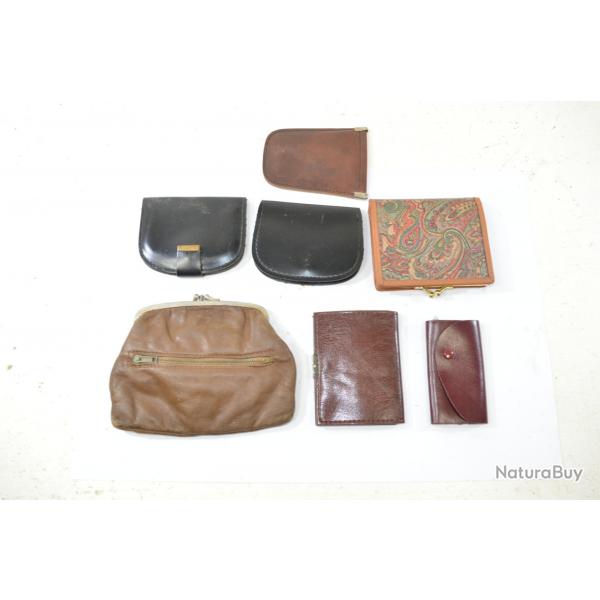 Lot de porte monnaie vintage en cuir. Annes 1930 - 1960. Costumes collection reconstitution dco