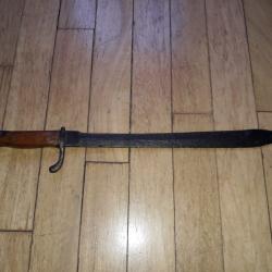 Baïonnette mauser Mle 98/05 2ème type état de fouille nettoyée avec plaquettes bois non d'origine