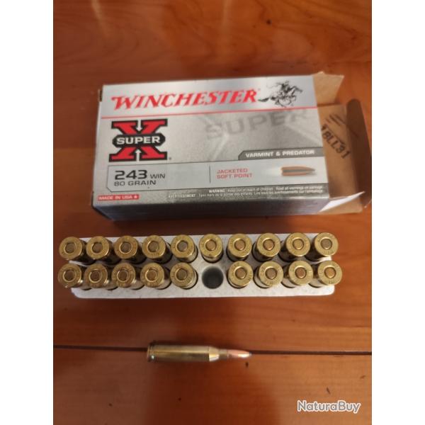 Balles Winchester 243Win Jacketed Soft Point 80 grain