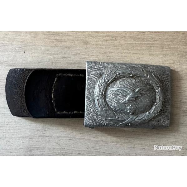 Boucle de ceituron avec passant en cuir 1939 Aviation Allemagne WW2