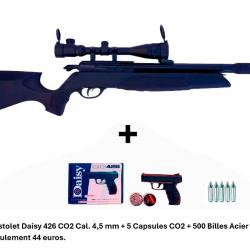 PACK COMBINÉ ! PACK1 Carabine Arrow Gamo 4,5 mm + Pistolet Daisy 426 + 500 billes en acier + 5 CO2
