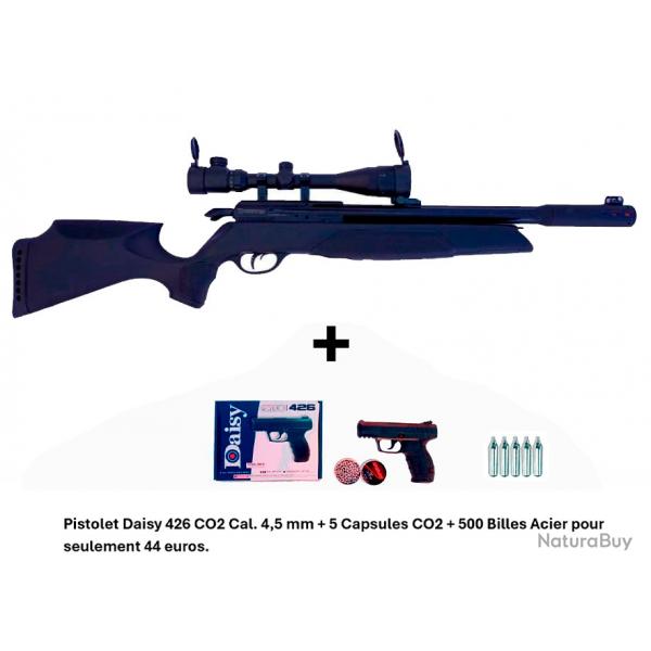 PACK COMBIN ! PACK1 Carabine Arrow Gamo 4,5 mm + Pistolet Daisy 426 + 500 billes en acier + 5 CO2