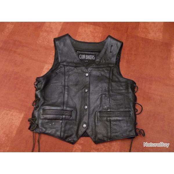 Gilet cuir jackette BIKER Dame