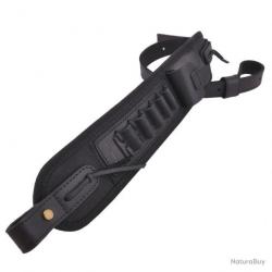 BRETELLE EN CUIR AVEC CARTOUCHIÈRE CALIBRE 30-06 .308 - NOIR - LIVRAISON GRATUITE