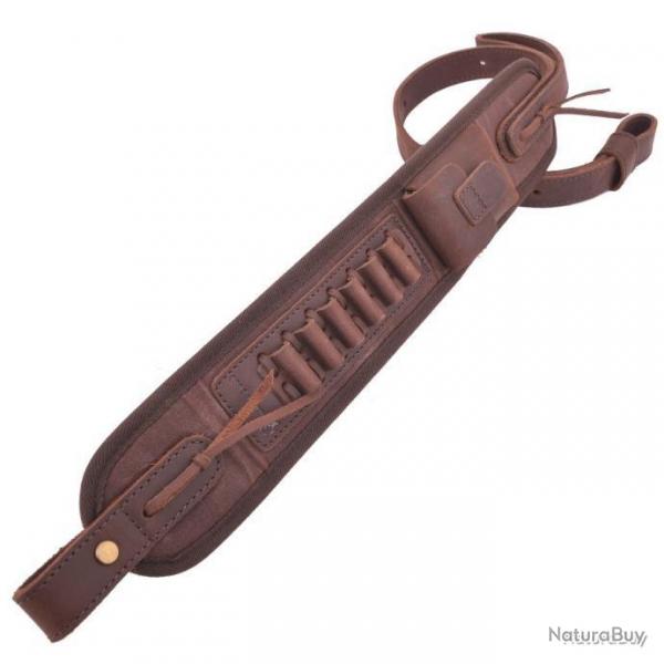 BRETELLE EN CUIR AVEC CARTOUCHIRE CALIBRE .357 30-30 .38 - MARRON - LIVRAISON GRATUITE