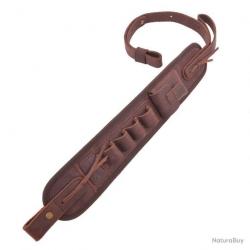 BRETELLE EN CUIR AVEC CARTOUCHIÈRE CALIBRE 12 - MARRON - LIVRAISON GRATUITE