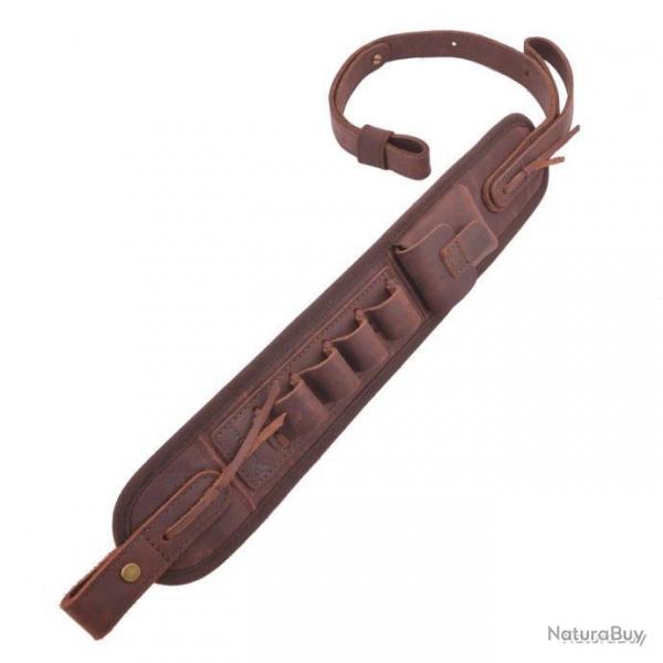 BRETELLE EN CUIR AVEC CARTOUCHIRE CALIBRE 12 - MARRON - LIVRAISON GRATUITE