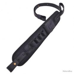 BRETELLE EN CUIR AVEC CARTOUCHIÈRE CALIBRE 12 - NOIR - LIVRAISON GRATUITE