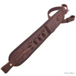 BRETELLE EN CUIR AVEC CARTOUCHIÈRE CALIBRE 16 - MARRON - LIVRAISON GRATUITE