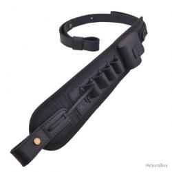 BRETELLE EN CUIR AVEC CARTOUCHIÈRE CALIBRE 16 - NOIR - LIVRAISON GRATUITE
