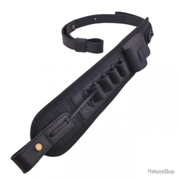BRETELLE EN CUIR AVEC CARTOUCHIRE CALIBRE 16 - NOIR - LIVRAISON GRATUITE