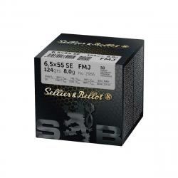 Munition 6,5x55 Suédois FMJBT 140 GRS 9,1G Sellier Bellot (50)