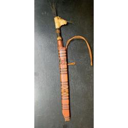 BEAU COUTEAU MANDAU, PEUPLE DAYAK, BORNEO, XIX° SIECLE, INDONESIE / MALAISIE, COMPLET, PIECE TOP