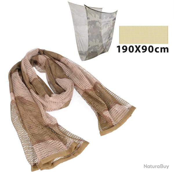 FOULARD FILET CAMOUFLAGE POUR CAMPING XXL 190x90cm - DSERT - LIVRAISON GRATUITE