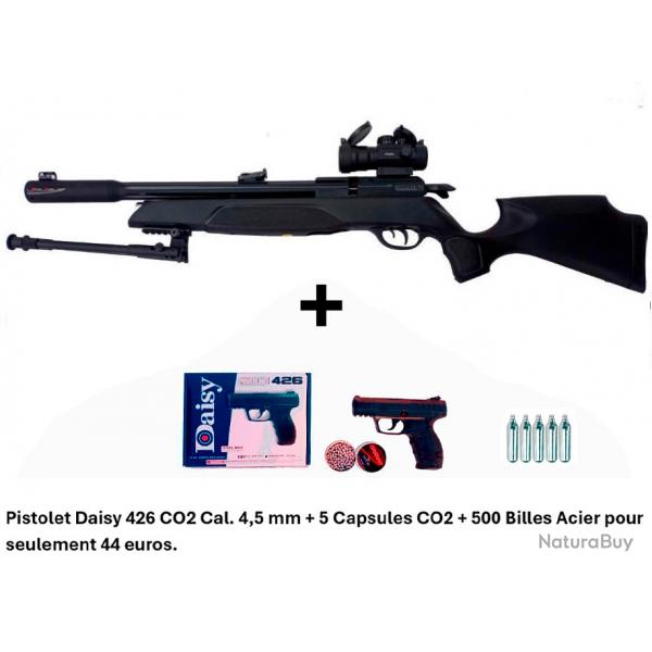 PACK COMBIN ! PACK6 Carabine Arrow Gamo 5,5 mm + Pistolet Daisy 426 + 500 billes en acier + 5 CO2
