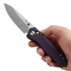 Couteau Tenable Beaver Black/Purple Lame Acier Nitro-V Manche G10 Axis Lock T1105V1