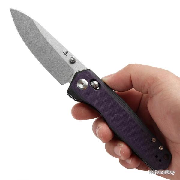 Couteau Tenable Beaver Black/Purple Lame Acier Nitro-V Manche G10 Axis Lock T1105V1