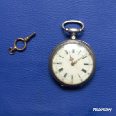 Montre Gousset Ancienne En Argent – Mécanique à Clé – Style Vintage Homme