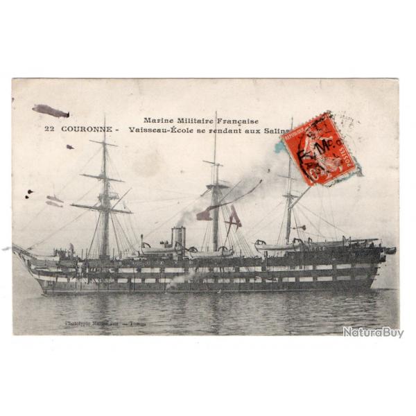 CPA- Marine Militaire - FRANAISE COURONNE VAISSEAU COLE SE RENDANT AUX SALINA N1184