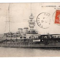 CPA- MARINE DE GUERRE - DUNKERQUE UN CUIRASSE  N°1087
